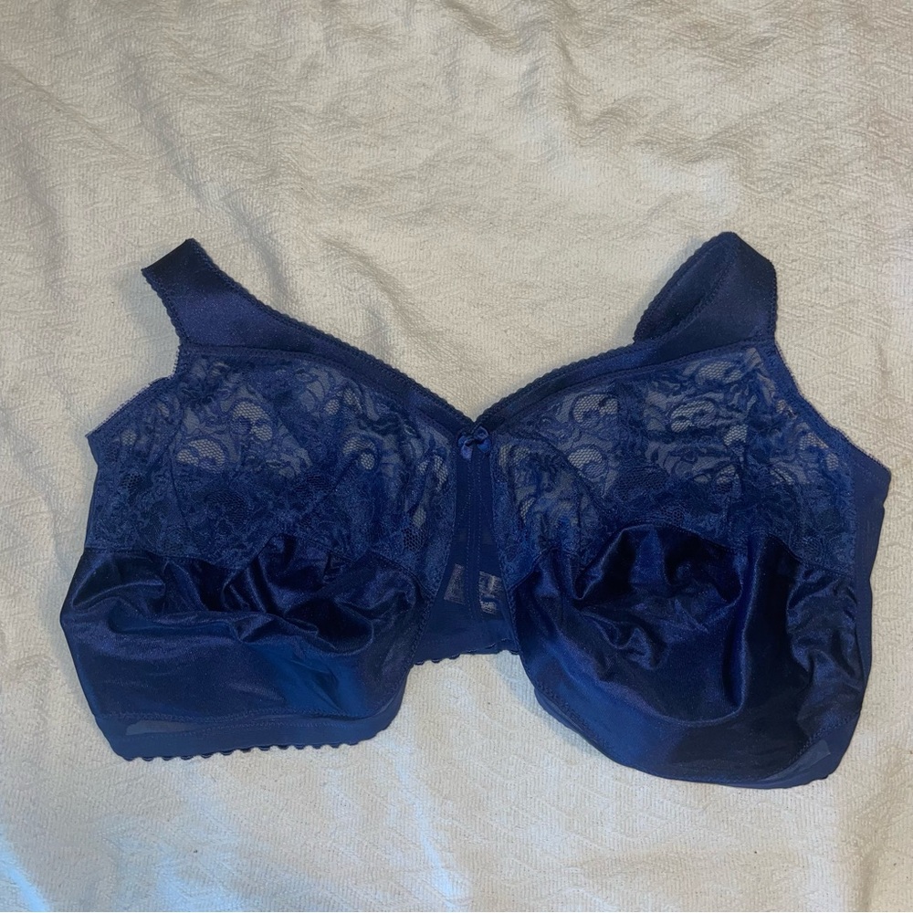 Glamorise Size 54 I  Full Figure Wirefree Minimizer Support Bra #1000 Blue NWOT